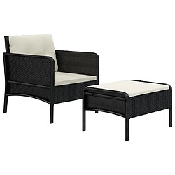 Avis Maison Chic Salon de jardin 2 pcs avec coussins - Table et chaises d'extérieur - Mobilier/Meubles de jardin Moderne Noir Résine tressée -MN22624