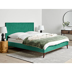 Beliani Lit double en velours vert 180 x 200 cm BAYONNE