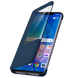 Avizar Housse Huawei Mate 20 Pro Étui Grande Fenêtre Translucide Coque Rigide bleu nuit