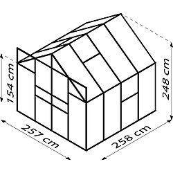 Avis Vitavia Serre de jardin en polycarbonate 4 mm et aluminium anodisé avec embase Jupiter Longueur de 258 cm.