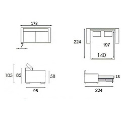 Inside 75 Canapé lit 3 places MONTMARTRE en microfibre bordeaux couchage 140cm convertible express MATELAS 18CM pas cher