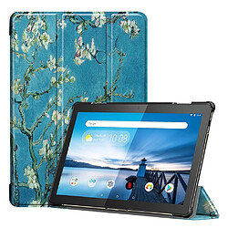 Etui en PU support triple pour l'impression de patrons abricotier à fleurs pour votre Lenovo Tab M10 TB-X605F