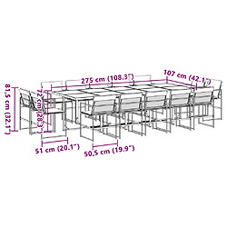 vidaXL Ensemble à manger de jardin avec coussins 15 pcs noir textilène pas cher