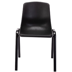 Decoshop26 Lot de 4 chaises visiteur empilable salle d'attente en plastique noir et métal 10_0003206