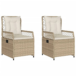 vidaXL Chaises inclinables de jardin lot de 2 beige résine tressée