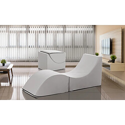 Autrement Talamo Italia Clever pouf, convertible en chaise longue en éco-cuir, couleur blanche, mesure 100 x 70 x 50 cm