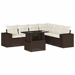 vidaXL Salon de jardin avec coussins 7 pcs marron résine tressée