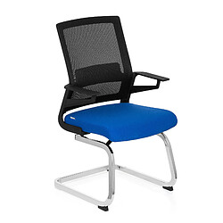 Chaise de conférence / chaise à piètement luge / siège INVENTOR V tissu noir / bleu hjh OFFICE pas cher