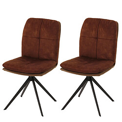 Decoshop26 Lot de 2 chaises de salle à manger pivote à 180° cadre trépied en métal assise en tissu marron 04_0007399