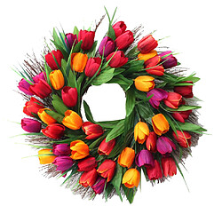 Avis Guirlande de tulipes simulées guirlande d'automne décor de porte d'entrée 45cm dia. Multicolore