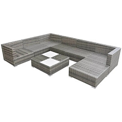 vidaXL Salon de jardin 8 pcs avec coussins Résine tressée Gris