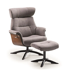 Pegane Fauteuil relax manuel en microfibre couleur Gris avec repose-pieds - Longueur 76 x Profondeur 80 x Hauteur 106 cm