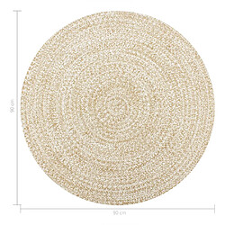 Decoshop26 Tapis fait à la main Jute Blanc et naturel 90 cm DEC023517 pas cher