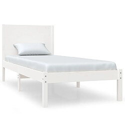 Maison Chic Lit Moderne Chambre - Cadre/structure de lit pour adulte Blanc Bois de pin massif 100x200 cm -MN44585 