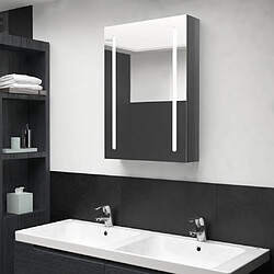 vidaXL Armoire de salle de bain à miroir LED gris brillant 50x13x70 cm