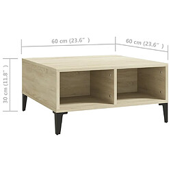 vidaXL Table basse chêne sonoma 60x60x30 cm bois d'ingénierie pas cher