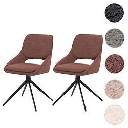 Mendler Lot de 2 chaises de salle à manger HWC-N73, chaise de cuisine, pivotante Auto-Return, tissu/textile Boucle (540g/m²) Oeko-Tex ~ marron