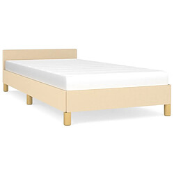 Maison Chic Lit adulte - Cadre Structure de lit avec tête de lit Contemporain Crème 100x200 cm Tissu -MN15459