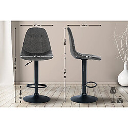 Avis Decoshop26 Tabouret de bar x1 avec repose-pieds hauteur réglable pivotant assise en tissu gris foncé cadre métallique noir 10_0004839