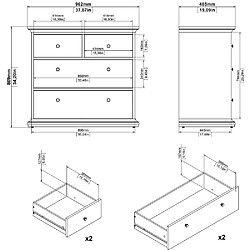 Avis Alter Commode à quatre tiroirs, couleur blanche, 96,2 x 86,9 x 48,5 cm