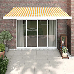 vidaXL Auvent rétractable jaune et blanc 3,5x2,5 m tissu et aluminium