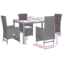 Acheter vidaXL Ensemble à manger de jardin avec coussins 5pcs Beige poly rotin