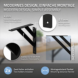 Acheter ML-Design 6x Équerres étagère mural support d'angle en aluminium noir robuste 240x240 mm