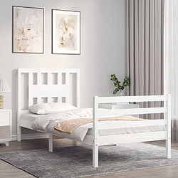 Avis Maison Chic Cadre/structure de lit avec tête de lit pour adulte - Lit Moderne Chambre blanc simple bois massif -MN95119