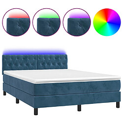 vidaXL Sommier à lattes de lit avec matelas LED Bleu foncé 140x190 cm