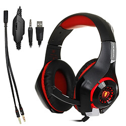 Wewoo Casque rouge pour PS4, Smartphone, Tablette, PC, Ordinateur Portable Stéréo Bass Gaming Filaire avec Microphone et Lumière LED,