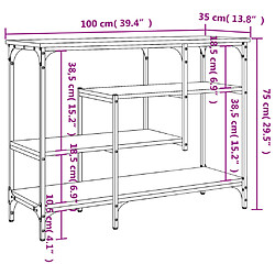 vidaXL Table console avec étagères chêne fumé 100x35x75 cm pas cher