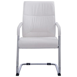 Avis Decoshop26 Lot de 2 fauteuils de bureau sans roulettes XXL jusqu'à 260 kg en PVC blanc et métal chromé 10_0002352