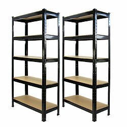 Monstershop Monster Racking 2 Rayonnages T-Rax en Acier Sans Boulons Noirs 75cm x 30cm x 150cm, Kit de 2