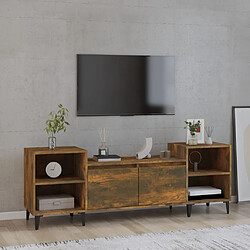 vidaXL Meuble TV Chêne fumé 160x35x55 cm Bois d'ingénierie