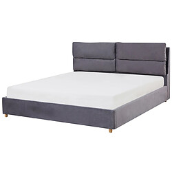 Acheter Beliani Lit avec coffre en velours gris avec rangement 180 x 200 cm BATILLY