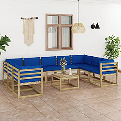 Maison Chic Salon de jardin 10 pcs + coussins - Mobilier/Meubles de jardin - Table et chaises d'extérieur bois de pin imprégné -MN87030