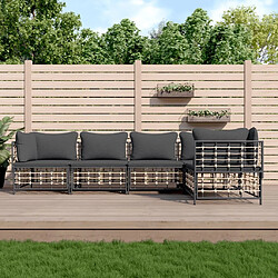 Maison Chic Salon de jardin 5 pcs + coussins - Mobilier/Meubles de jardin - Table et chaises d'extérieur anthracite résine tressée -MN21381