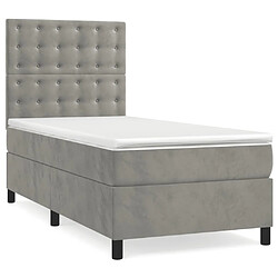 Maison Chic Lit adulte- Lit + matelas,Sommier à lattes de lit et matelas Gris clair 90x200 cm Velours -GKD32733