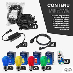 Acheter SkyLantern Guirlande Guinguette 10M Filament Multicolore LED 10 Bulbes Dimmables Avec Variateur et Télécommande