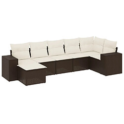 vidaXL Salon de jardin avec coussins 7 pcs marron résine tressée