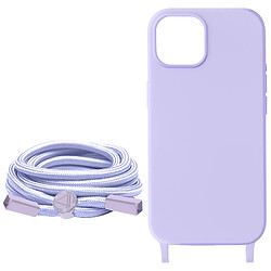 Avizar Coque Cordon pour iPhone 15 Lanière Tour du Cou 80cm série Corda Violet