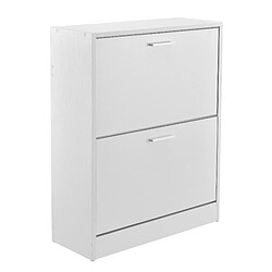 Helloshop26 Étagère armoire meuble à chaussures de rangement 2 compartiments panneau de particules 63 x 24 x 81 cm blanc 03_0005169