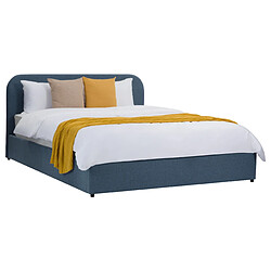 Rendez Vous Deco Lit double Tilly avec coffre 160x200 cm en tissu bleu 