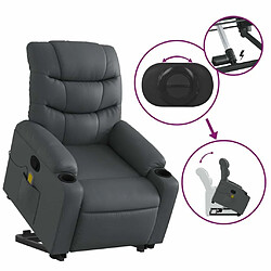 Maison Chic Fauteuil Relax pour salon, Fauteuil inclinable de massage Gris Similicuir -GKD79238 pas cher