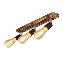 NETTLIFE 3 Spots E27, max.25 W 55 cm,Plafonniers vintage , spot en bois, avec lampe orientable et orientable pour couloir, cuisine, salle à manger