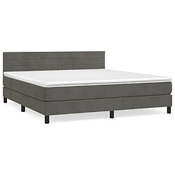 Maison Chic Lit Adulte - Lit simple Lit à sommier tapissier et matelas moelleux - Meuble de Chambre - Gris foncé 180x200cm Velours -MN77468