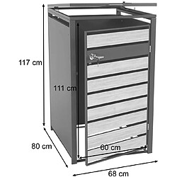 Decoshop26 Abri de poubelle vérouillable en métal anthracite aspect bois de cerisier brun foncé MDJ04178