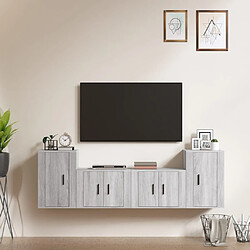 vidaXL Ensemble de meubles TV 4 pcs Sonoma gris Bois d'ingénierie