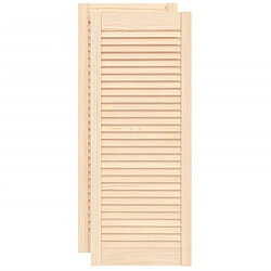 vidaXL Portes d'armoire à persiennes 2 pcs 99,3x39,4 cm pin massif