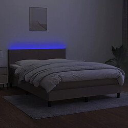 Acheter Maison Chic Lit adulte- Lit + matelas,Sommier à lattes de lit avec matelas LED Taupe 140x190 cm Tissu -GKD59529